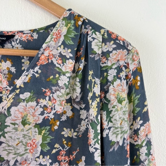 Lucky Brand Beautiful Floral Snap Wrap Long Sleeve Blouse L - Picture 9 of 14